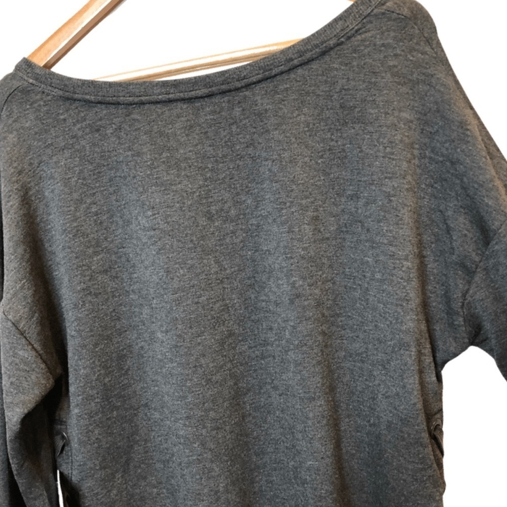 NWT 90 Degree Womens Dark Gray Lace Up Side Crew Neck Long Sleeve Sweatshirt Top - Picture 12 of 16